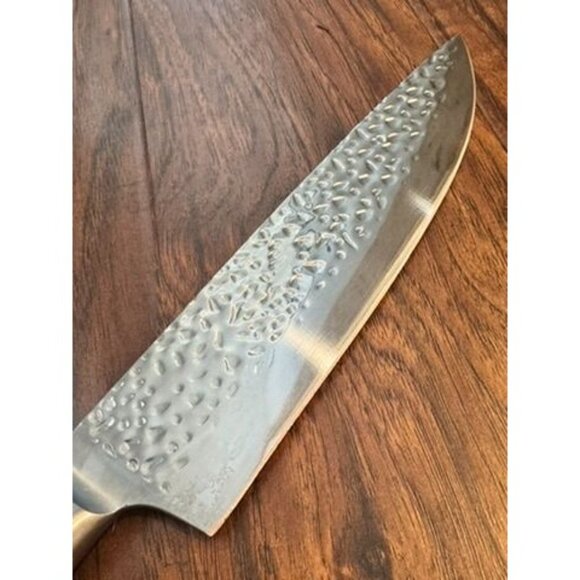 Forged In Fire 8" Chef Knife With Hammered Blade & Wooden Handle Professional - Picture 6 of 6